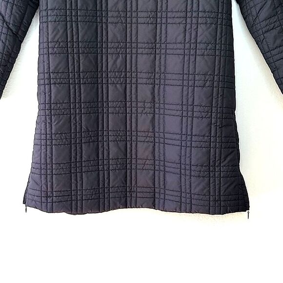 LEVI'S Black Plaid Quilted Long Puffer Coat Jacket size XS Neutral Warm Winter - Picture 8 of 16